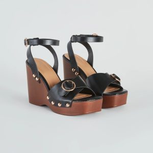 Away This Weekend Buckle Platform Wedges