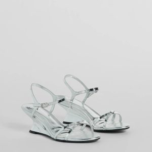 Forever Fab Reflective Chrome Wedge Heels