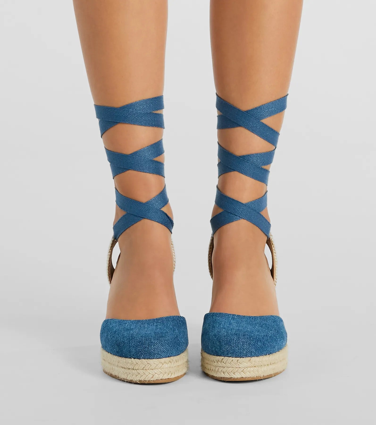 Beachy Dreams Denim Lace-Up Espadrille Wedges - Image 2