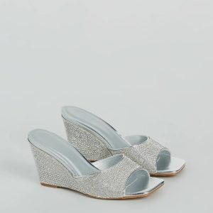All Star Glitz Rhinestone Square Toe Wedges