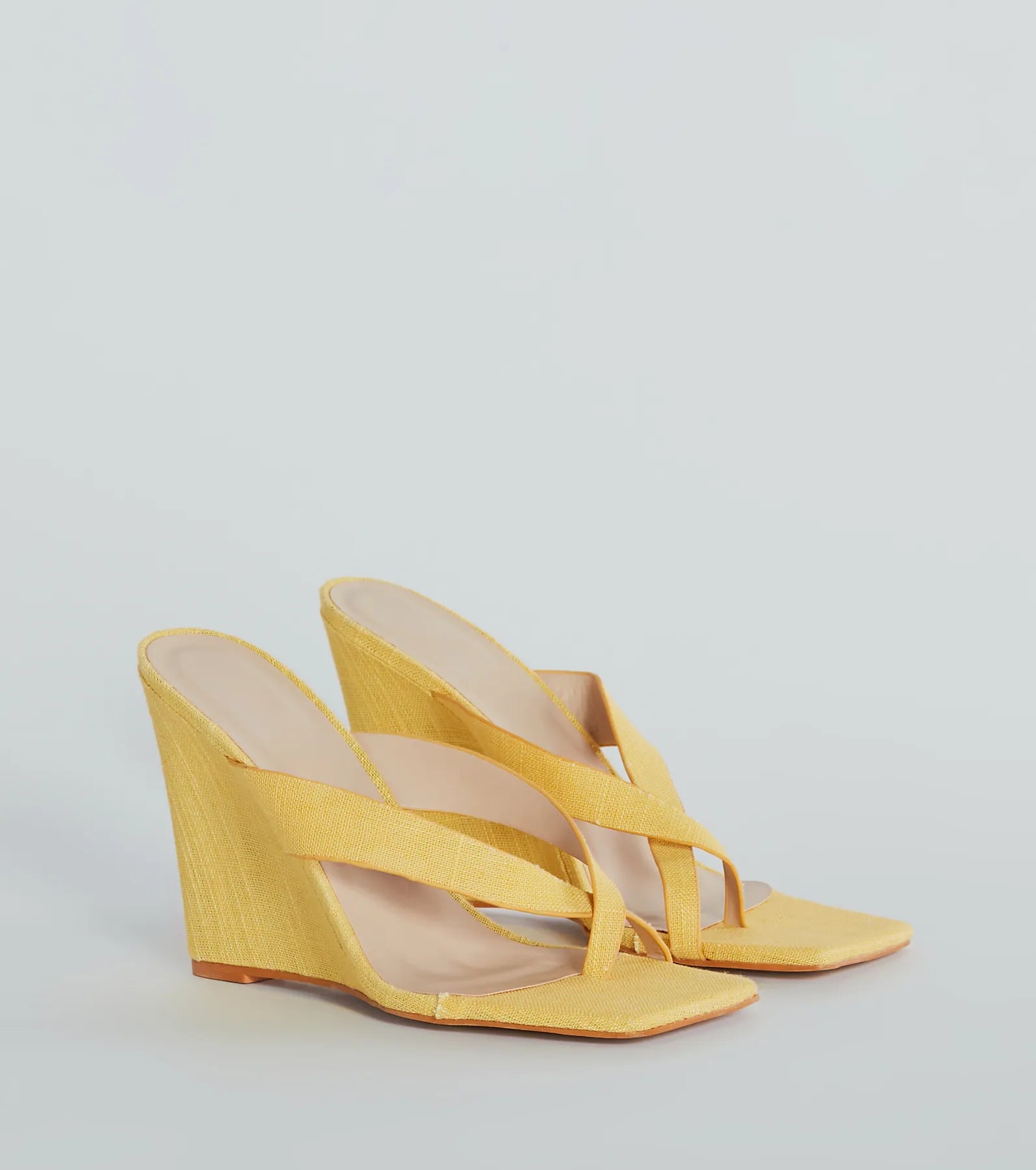 Summer Muse Linen Thong Wedges - Image 5