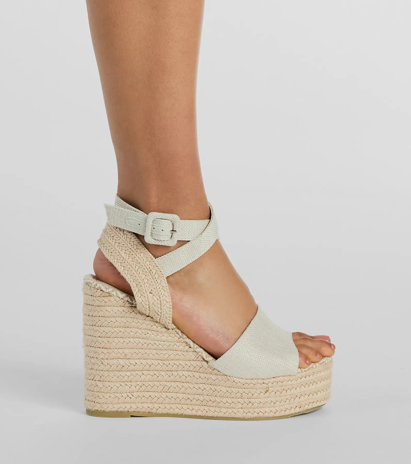 Summer Staple Linen Strap Espadrille Wedges - Image 3