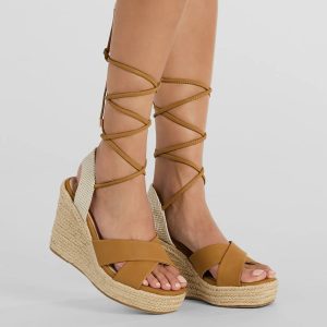 Open Toe Season Lace-Up Espadrille Wedges