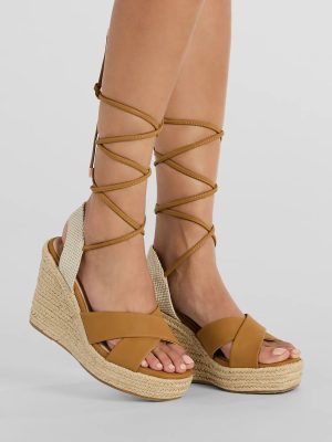 Open Toe Season Lace-Up Espadrille Wedges