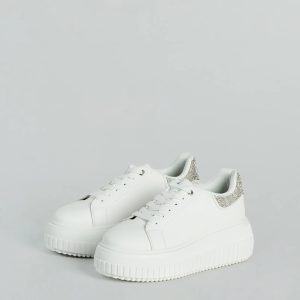 Glam Girl Sparkle Faux Leather Rhinestone Sneakers