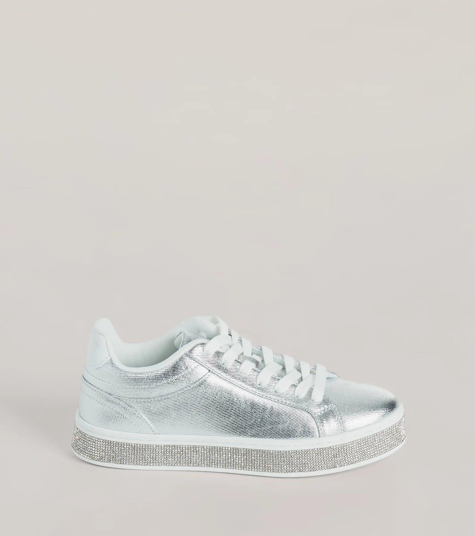 Playful Shimmer Rhinestone Trim Platform Sneakers - Image 2