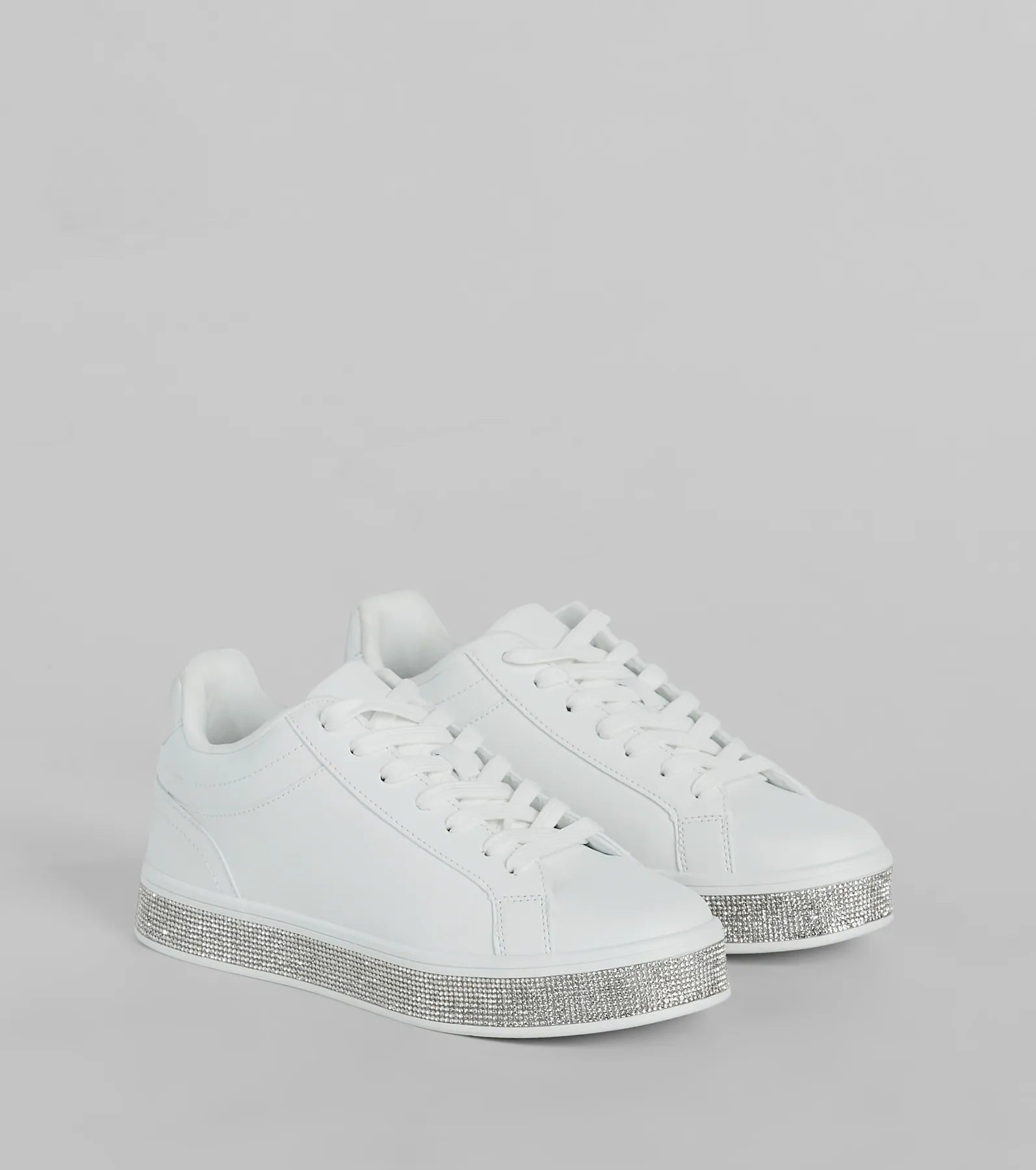 Playful Shimmer Rhinestone Trim Platform Sneakers - Image 5