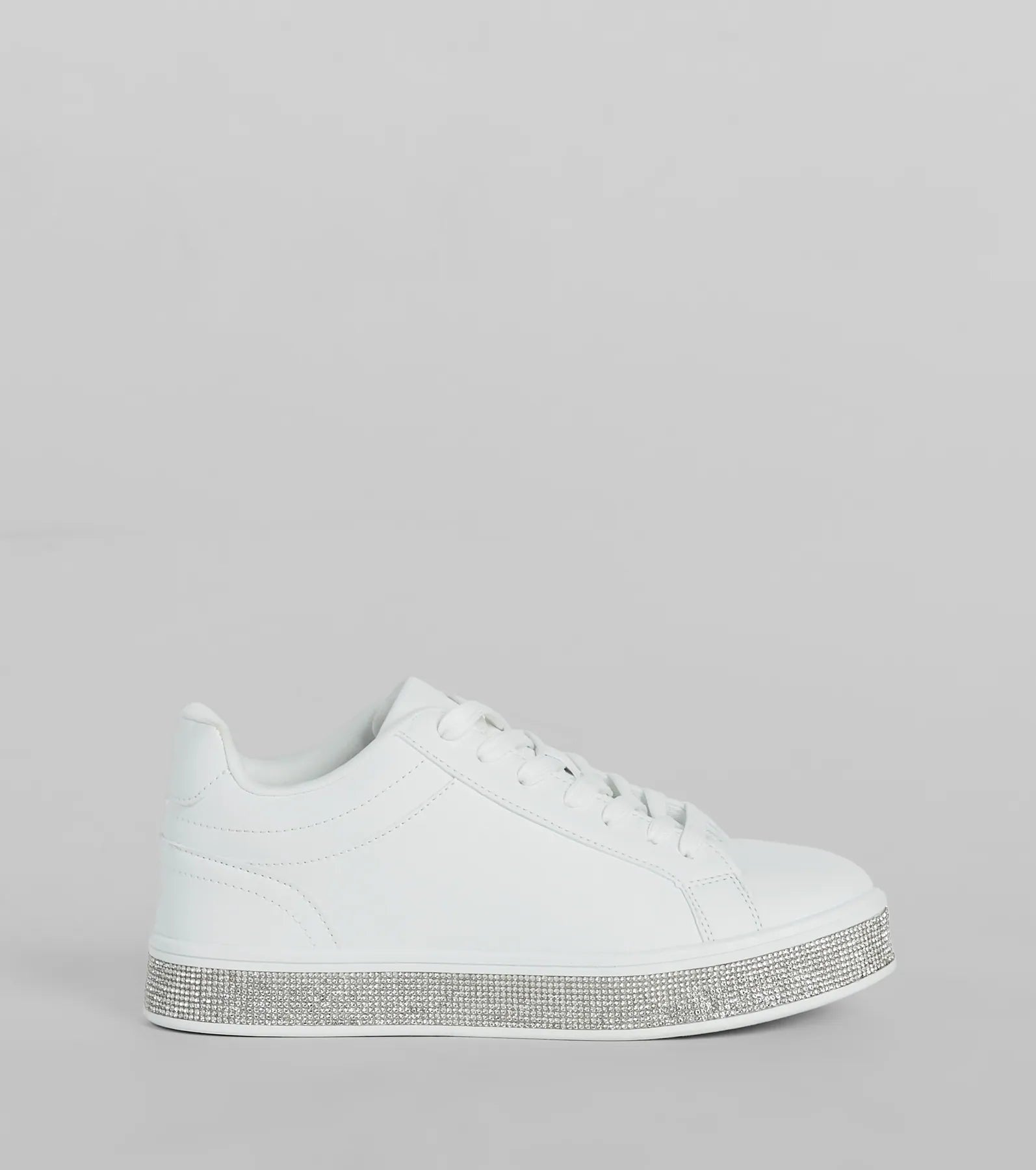Playful Shimmer Rhinestone Trim Platform Sneakers - Image 6