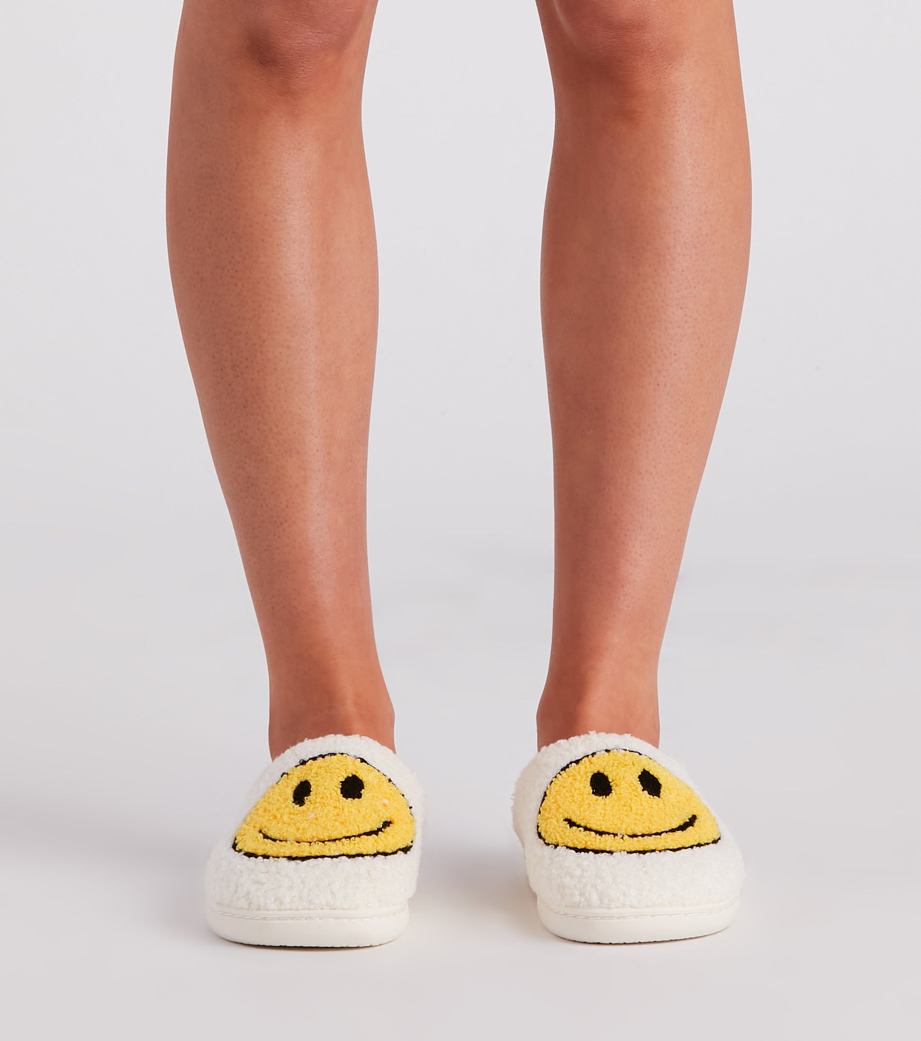 Be Happy Face Faux Sherpa Slippers - Image 6